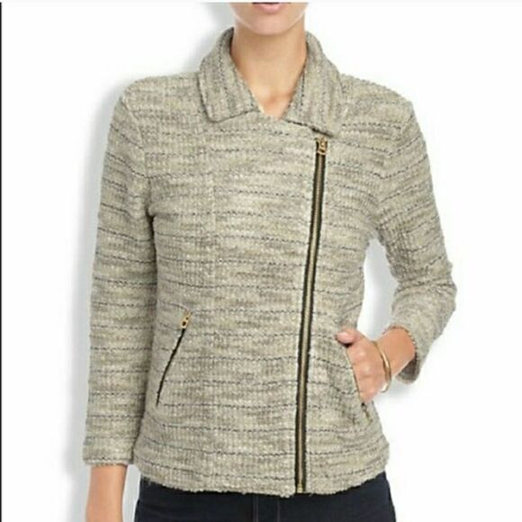 Lucky Brand Moto Jacket Beige Boucle Size Small - Picture 11 of 11